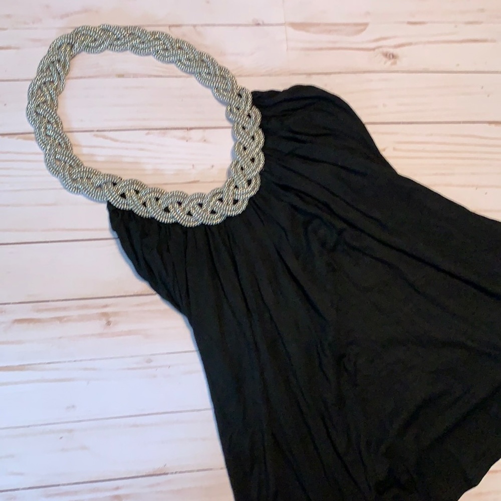 Forever Twenty One Black and silver braided halter- Small